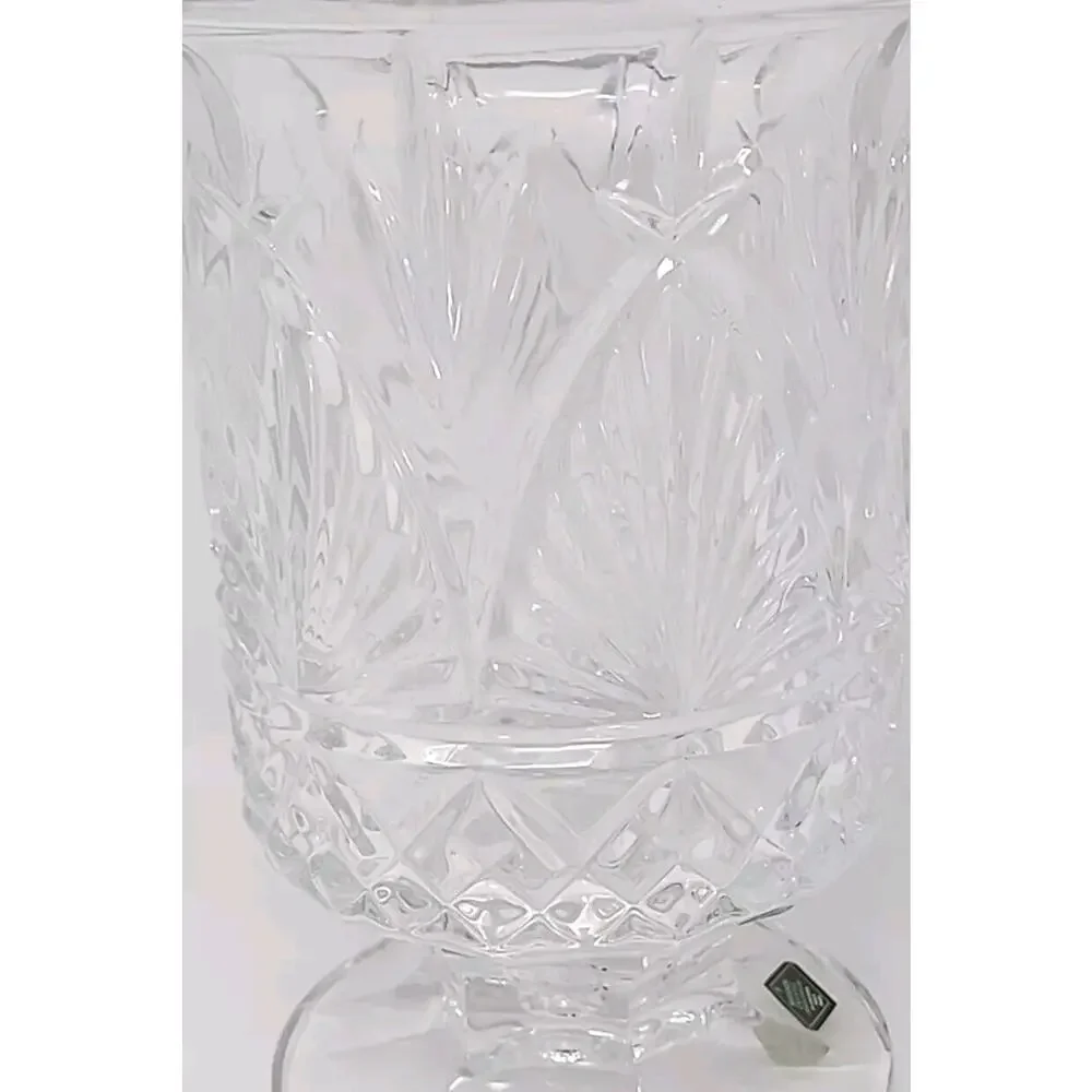 1970s Shannon Clear Lead Crystal Hurricane Vase Collectible Decorative Glass U25